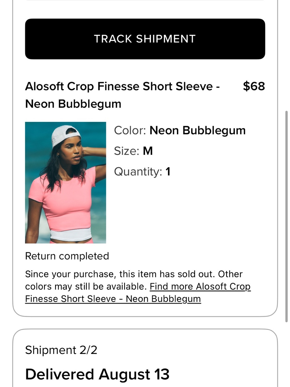 Alosoft Crop Finesse Short Sleeve - Neon Bubblegum Pink